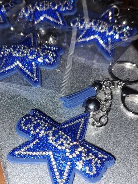 Dallas Cowboys Blue Rhinestone Star Keychain with Tassel